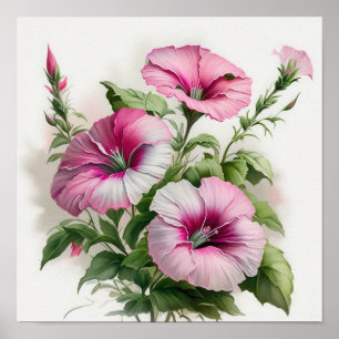 Pink Petunias Flower Art Print Poster