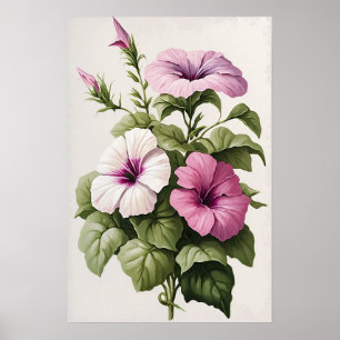 Pink Petunias Flower Art Print Poster
