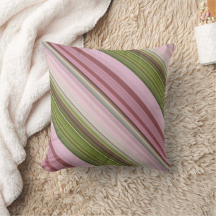 Pink Petunias Pink and Green Stripe and Plaid Cushion
