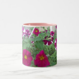 Pink Petunias Two-Tone Coffee Mug