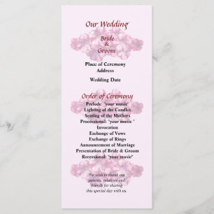 Pink Petunias Wedding Program Programme
