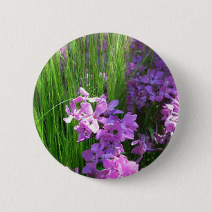 Pink Phlox and Grass Summer Floral 6 Cm Round Badge