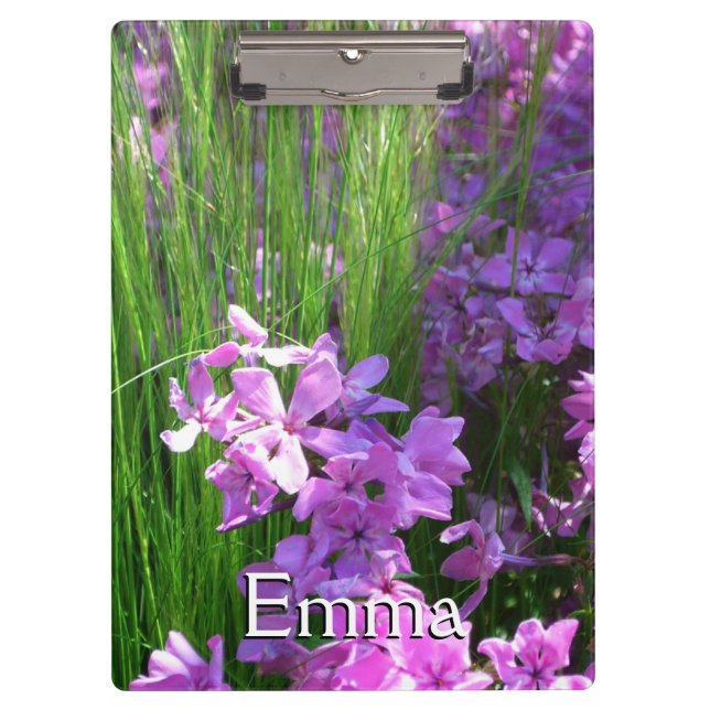 Pink Phlox and Grass Summer Floral Clipboard (Front)