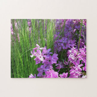 Pink Phlox and Grass Summer Floral Jigsaw Puzzle