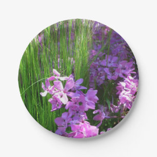Pink Phlox and Grass Summer Floral Paper Plate