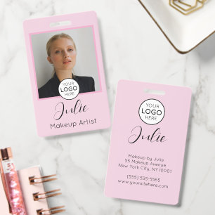 Pink Photo and Logo Makeup Artist ID Badge