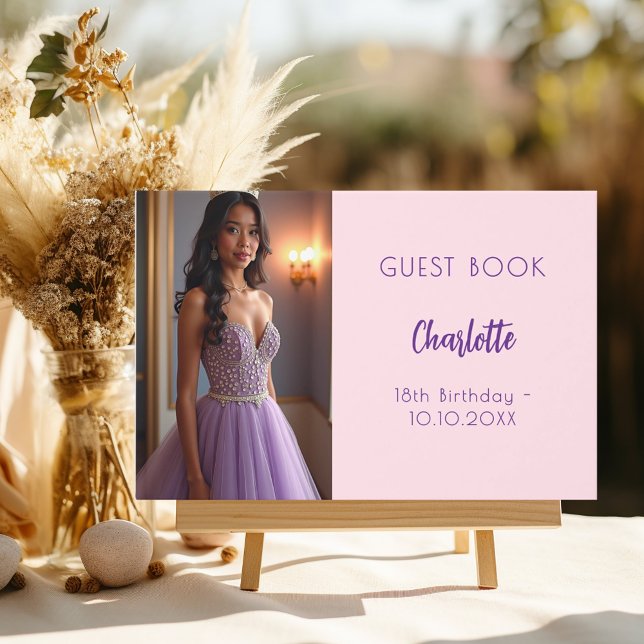 Pink photo birthday guest book (Creator Uploaded)