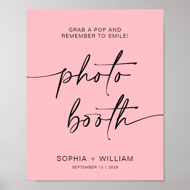 Pink Photo booth | simple remember to smile sign (Front)
