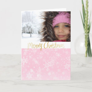 Pink Photo Christmas Card with Merry Christmas