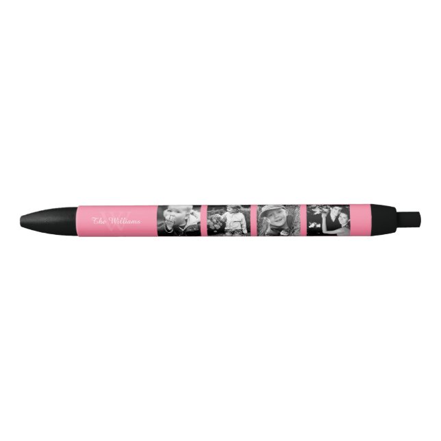 Pink Photo Collage Black Ink Pen (Front)
