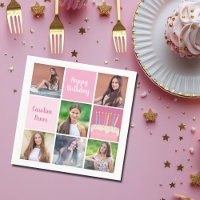 Pink Photo Collage Custom Women's Birthday Party
