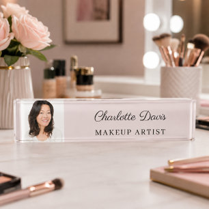 Pink photo female women name title nameplate