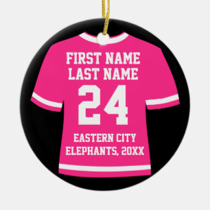 Pink Photo Football Soccer Hockey Sports Jersey Ceramic Tree Decoration