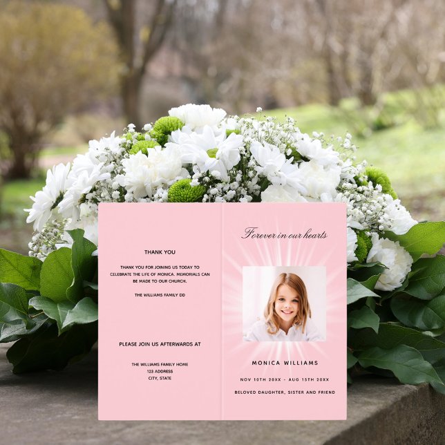 Pink photo girl funeral program (Creator Uploaded)