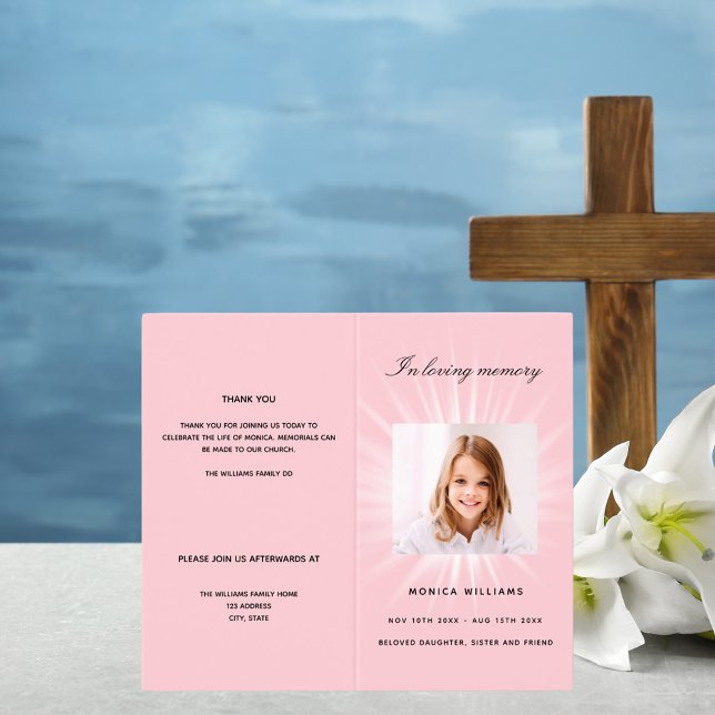 Pink photo girl funeral program (Creator Uploaded)