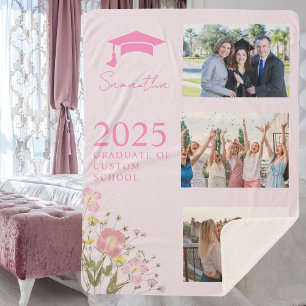 Pink Photo Graduation Blanket
