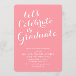 Pink Photo Graduation Party Girly Modern Script Invitation