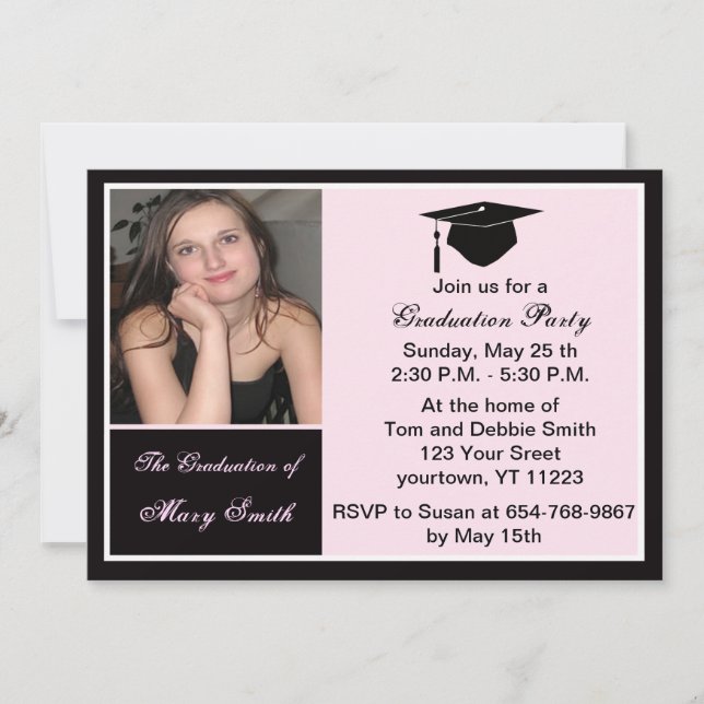 Pink Photo Graduation Party Invitation (Front)