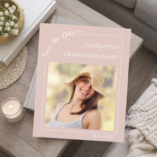Pink photo Graduation Party Save the Date card