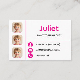 Pink Photo Kids Playdate Card