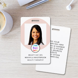 Pink Photo Logo Employee ID ID Badge
