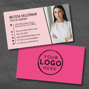 Pink Photo Logo Professional Business Card
