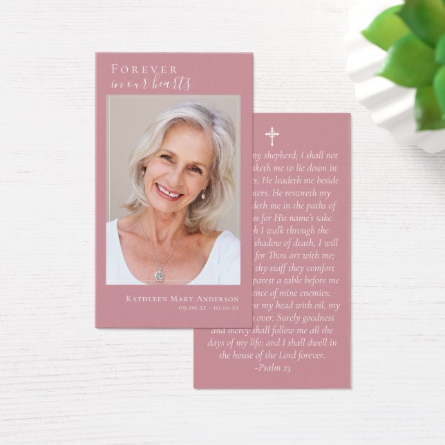 Pink Photo Memorial Prayer Card (Desk)