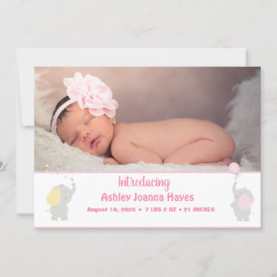 Pink Photo Newborn Baby Girl Announcement