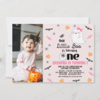Pink Photo Our Little Boo Halloween 1st Birthday