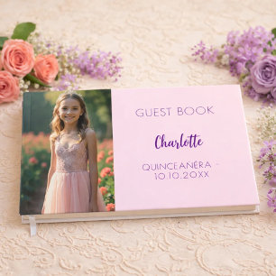 Pink photo Quinceanera Guest Book