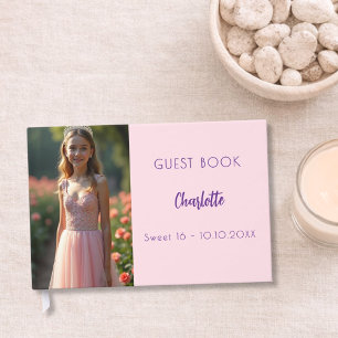 Pink photo Sweet 16 Guest Book