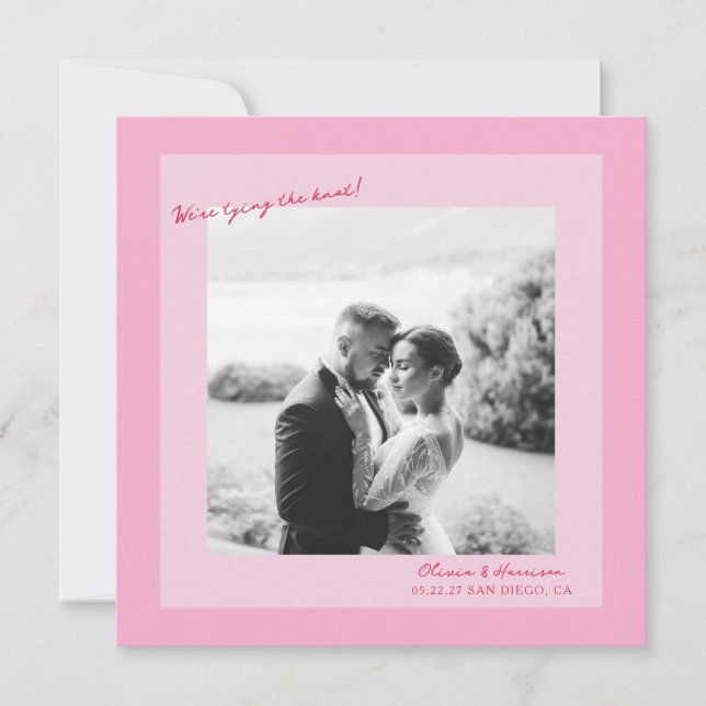 Pink Photo Wedding Save the Date Invitation (Front)