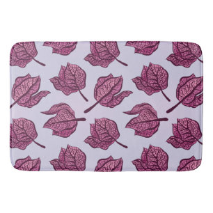 Pink Physalis Flower Pattern Pastel Botanical Bath Mat