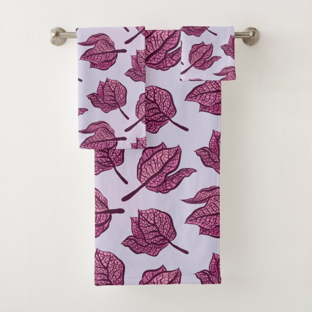 Pink Physalis Flower Pattern Pastel Botanical Bath Towel Set (Insitu)