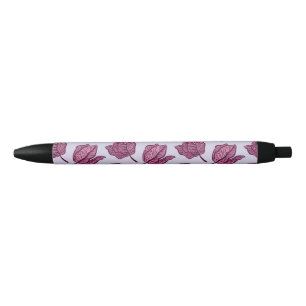 Pink Physalis Flower Pattern Pastel Botanical Black Ink Pen