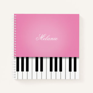 Pink Piano Music Keyboard Personalized Notebook