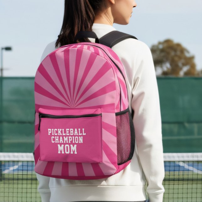 Pink Pickleball Champion Mum Printed Backpack (Pickleball Champion Mom? Here's your backpack!)
