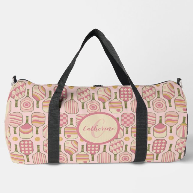 Pink Pickleball Monogram Duffle Bag (Front)