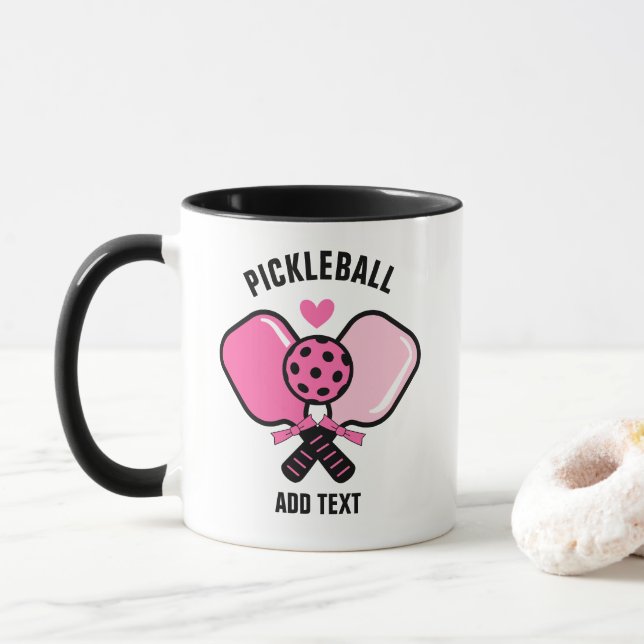 Pink Pickleball Paddle with Bow Mug (With Donut)