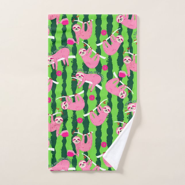 Pink pickleball sloths 🦥 hand towel (Hand Towel)