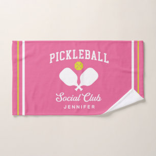 Pink Pickleball Social Club Custom Name Hand Towel