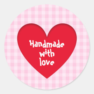 Pink picnic love heart classic round sticker