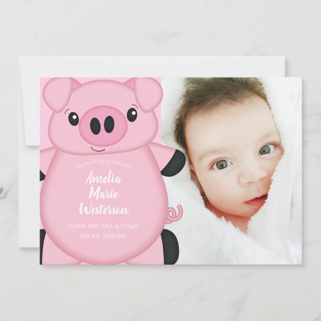Pink Pig Baby Shower Invitation (Front)