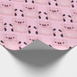 Pink Pig Baby Shower Wrapping Paper