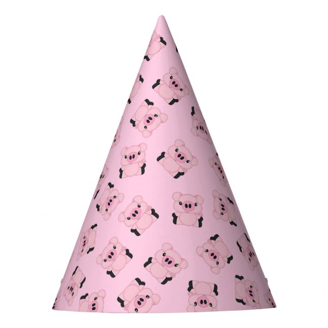Pink Pig Birthday Party Hat (Front)