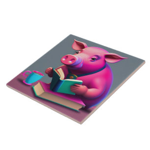 Pink Pig Ceramic Tile