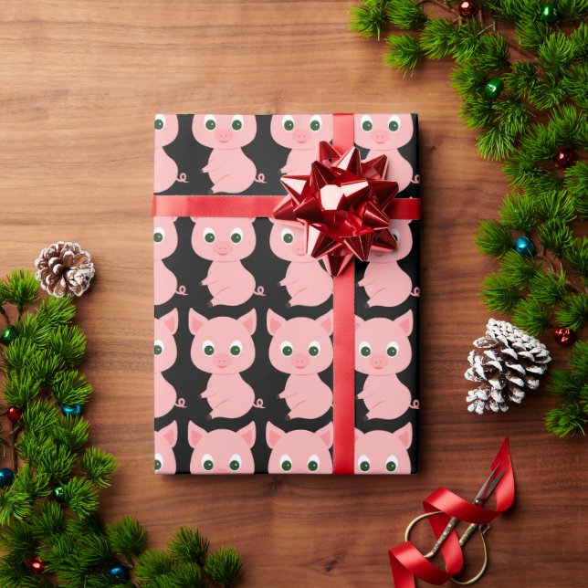 PINK PIG CHRISTMAS WRAPPING PAPER (Holiday Gift)
