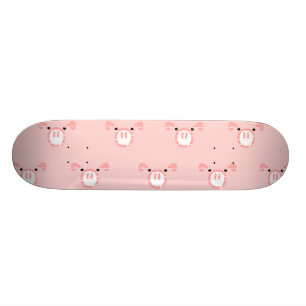Pink Pig Face Repeating Pattern Skateboard
