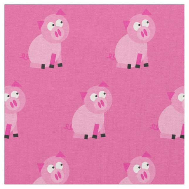 Pink Pig Farm Animal Fabric (Close Up)