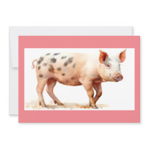 Pink Pig Flat Thank You Card